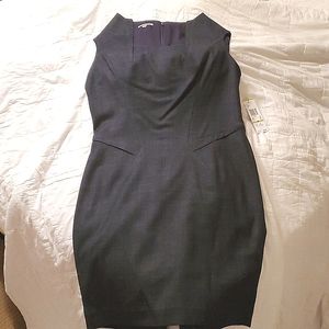 NEW navy wool square-neck dress, size 12/14